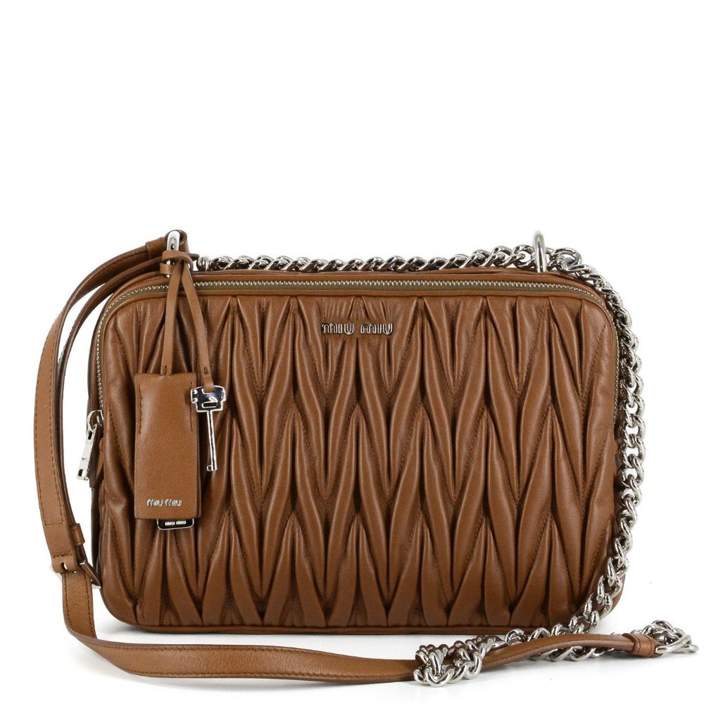 MIU MIU Bandoliera Matelasse Cannella Handbag
